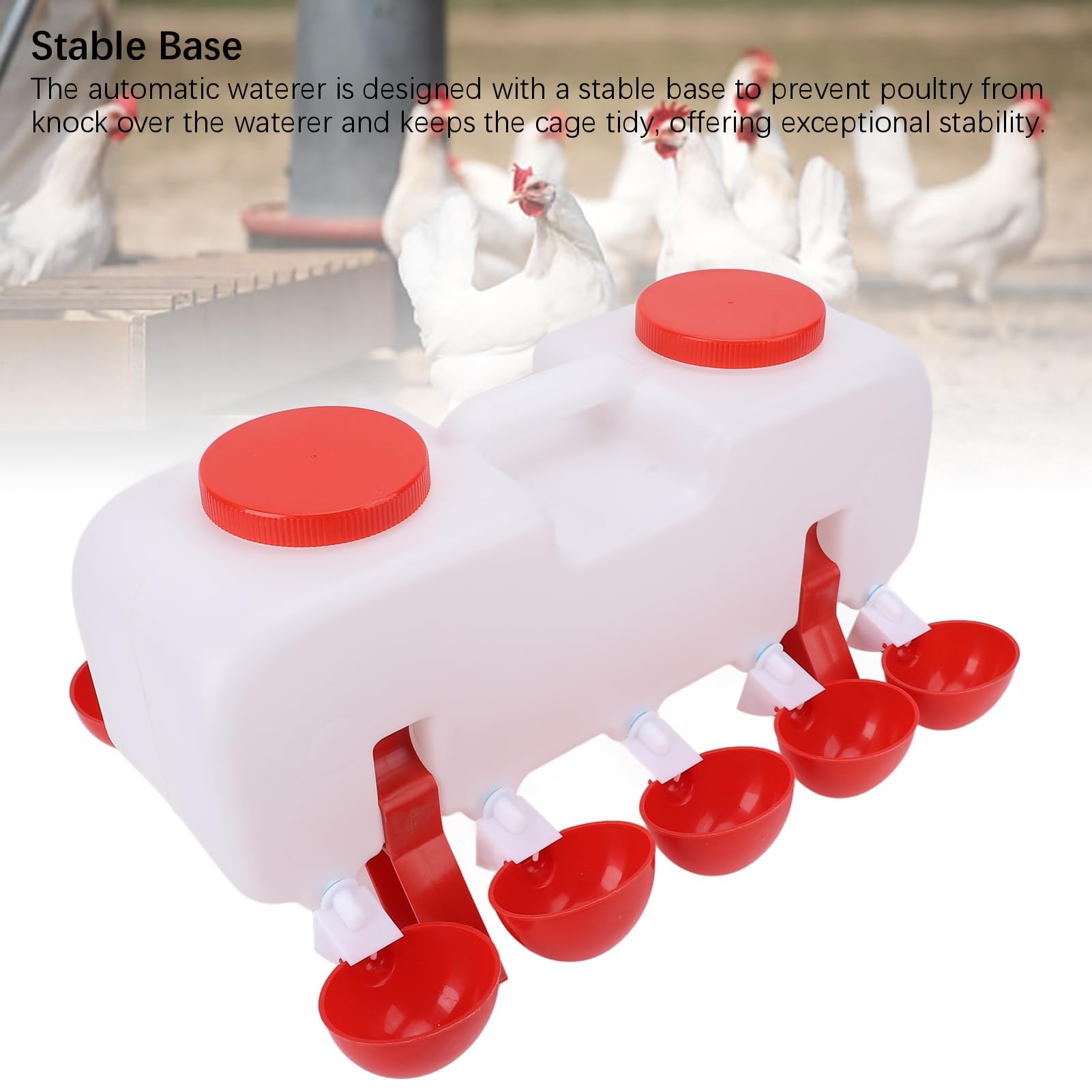 Alimentatore Automatico per Acqua per Polli, Abbeveratoio per Pollame di Grande capacità con Base Stabile in Materiale ABS per Polli, Anatre, Oche