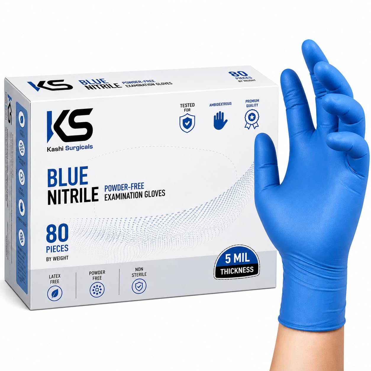 Powder Free Nitrile Hand Gloves, Food Grade, Made In Malaysia (Small, Blue, Box Of 80) (Small), Pack of 1-image-49