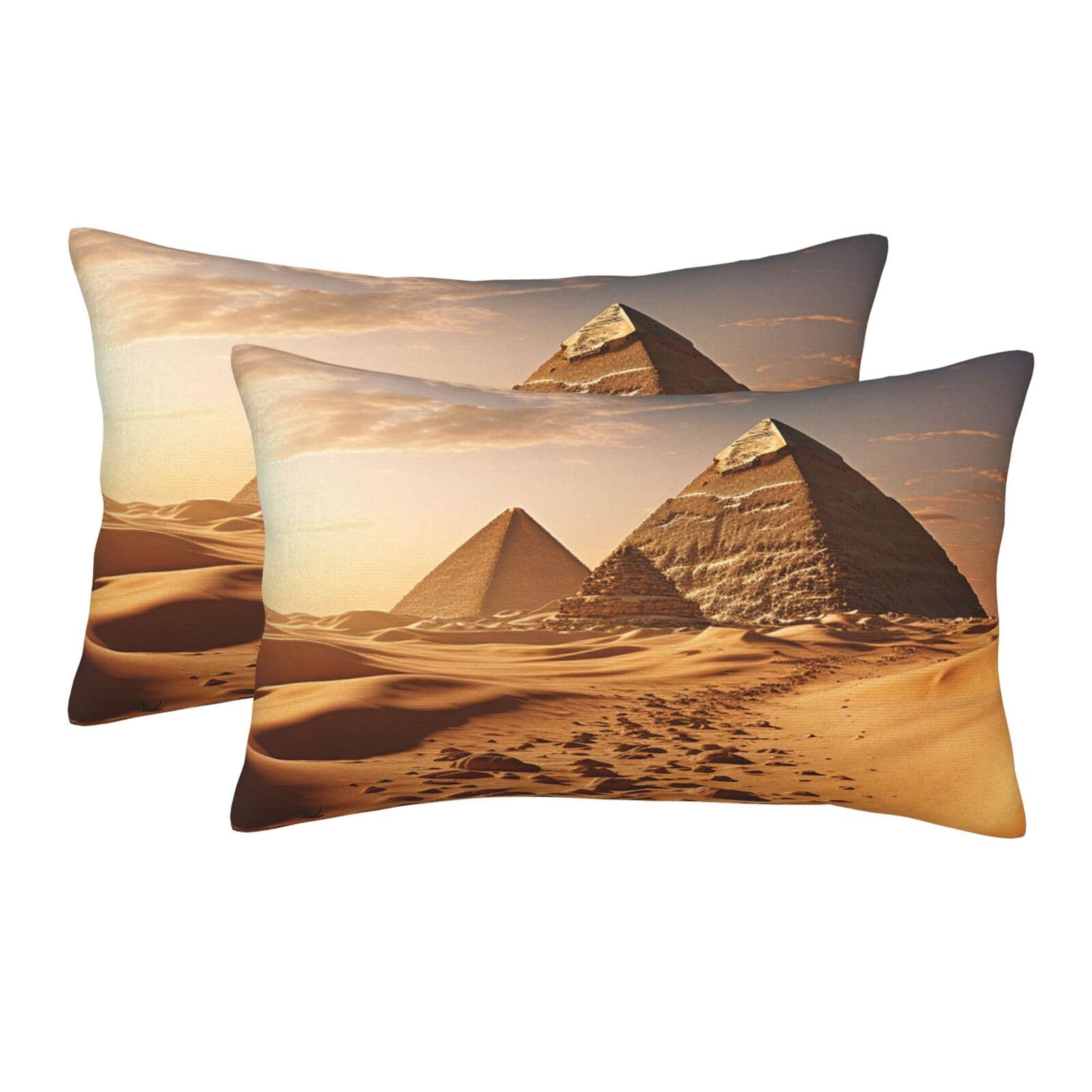 2 Pack Pillow Cases with Hidden Zipper, Soft Breathable Pillow Covers for Hair and Skin, Pyramid Africa Desert Pillowcases 20"x30" Bed Pillow Protectors Cover for Sleeping Gifts