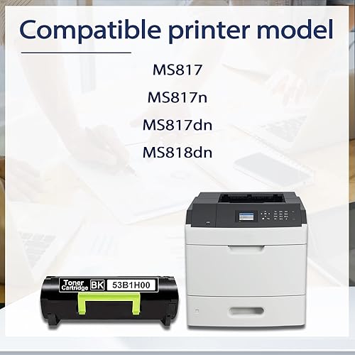 Miniatura 2 de Cartucho de tóner 53B1H00 MS817 repuesto compatible con DRA para impresora Lexmark MS817dn MS817 MS817n MS818dn paquete de 2 negro
