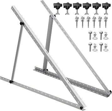 Upgraded 47in Adjustable Solar Panel Tilt Mount Brackets, Foldable Tilt Legs, Support 100 200 300 400 500 Watt Solar Panels 4-8Pcs, Solar Panel Stand for Roof, Off-Grid, RV and Boat