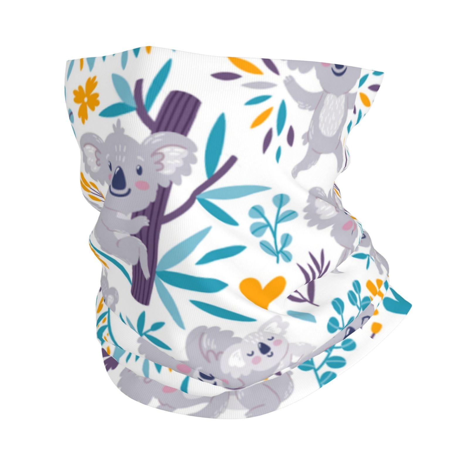Poadnly Unisex As Picture Cute Koala Bears And Floral, Bandana Neck Gaiter Soft Face Cover Neck Warmer Tube Half Face Mask