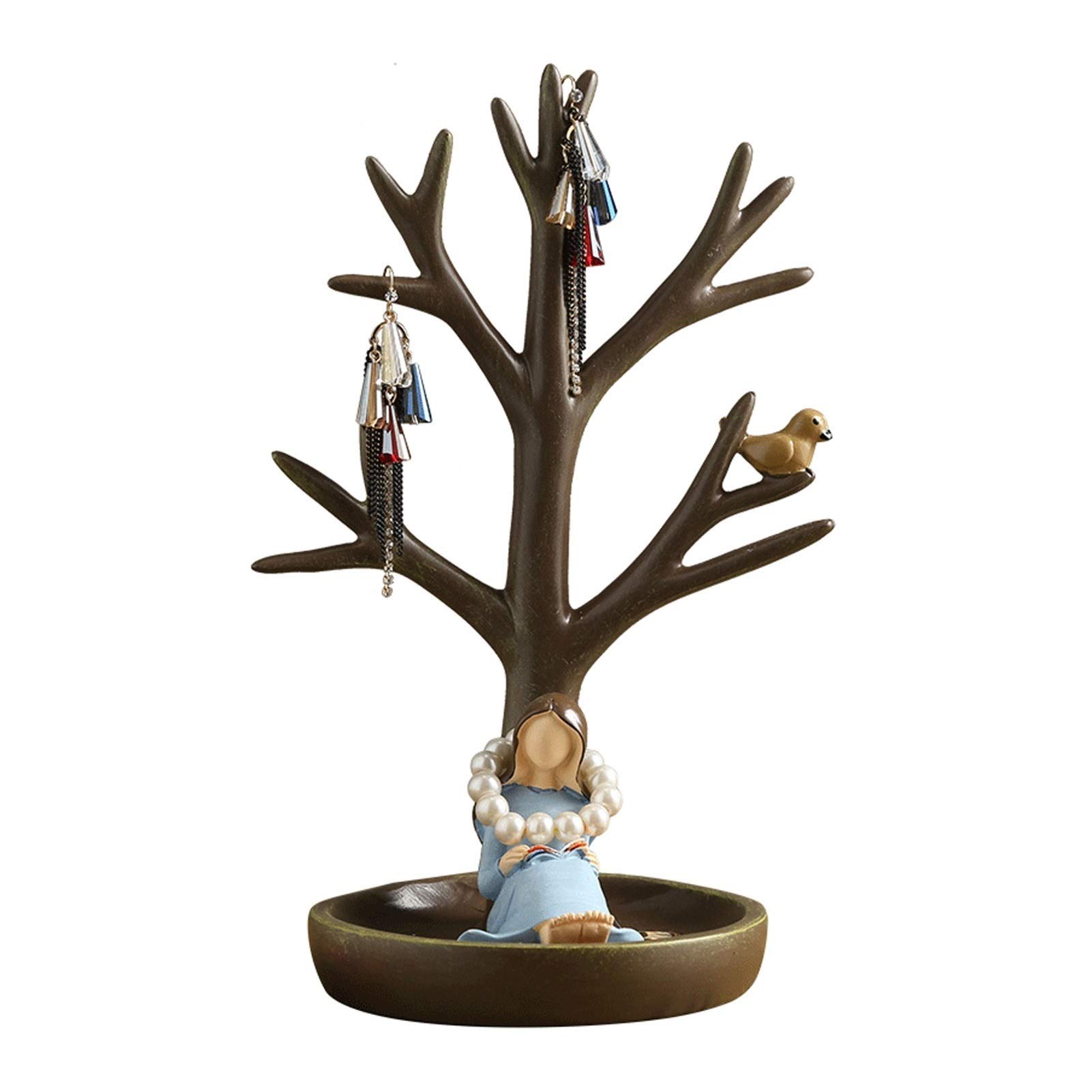 HDBCYUAZ Resin Desktop Jewelry Rack Jewerly Tree Stand Ring Hanging Holder Earring Tray Display Storage Organizer Decoration for Women