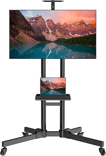 Soporte de TV móvil con ruedas para televisores LED LCD 4K de pantalla planacurva de 32-70 pulgadas, carrito de TV rodantesuelo certificado UL,