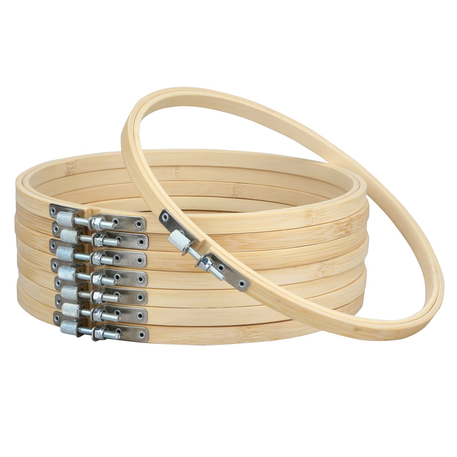 Lot De 30 Mini Cercles à Broder En Bambou 8 Cm - Bords Lisses, Boucle Réglable, Pour Travaux Manuels Et Point De Croix - 12