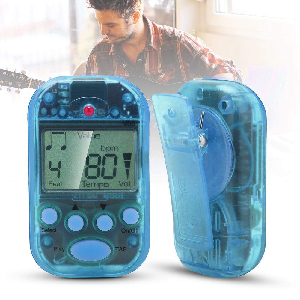 Metrónomo Digital, M5 Meideal Blue Mini metrónomo LCD Multifuncional Digital Beat Tempo(Azul) Regulador Metronomo