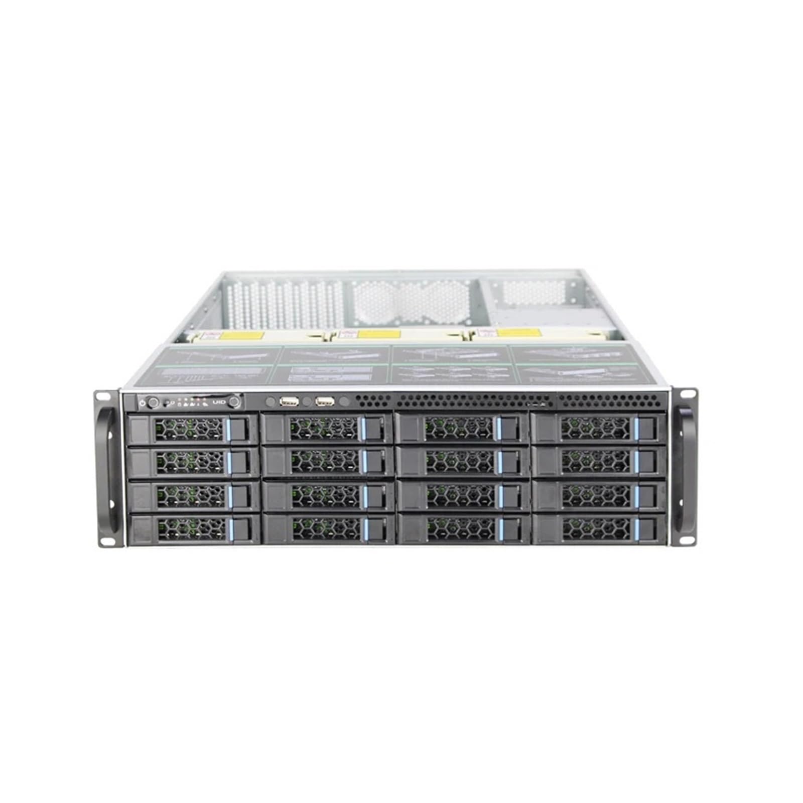 Stabilna ogromna pamięć masowa 16 wnęk 3U Hotswap Rack Case NVR NAS obudowa serwera L=560mm obsługuje maks. 12 * 10,5" płyta główna ATX opcja USB3.0(12GB Expander BP)