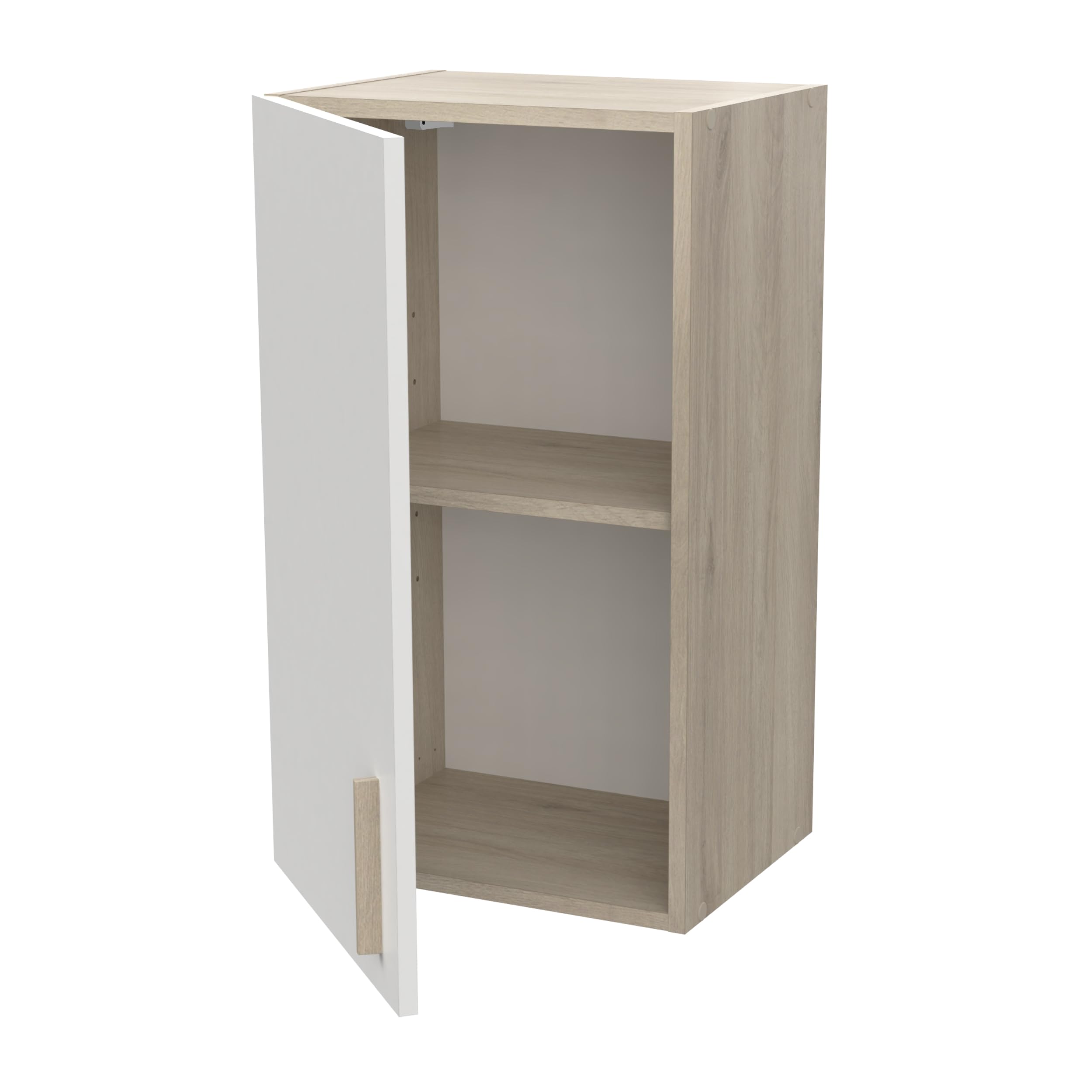 Meuble Haut de Cuisine Modulable 1 Porte - Cuisine Complete ‟ORIGAN” – Coloris Blanc Mat & Chêne - 40 x 30 x 70 cm