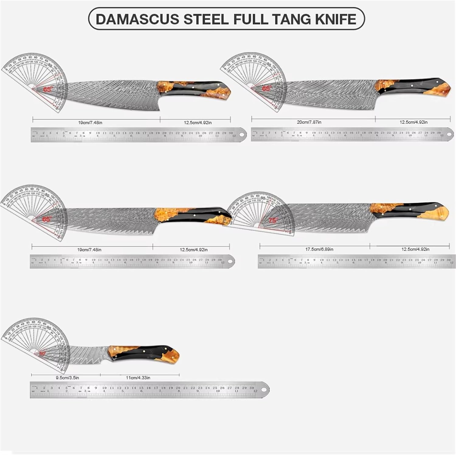 Handmade Damascus Steel Kitchen Knife Set of 1-5pcs Chef knife Sharp Santoku Knife Paring knife Full Tang Ergonomic handle(RDM24529R1)