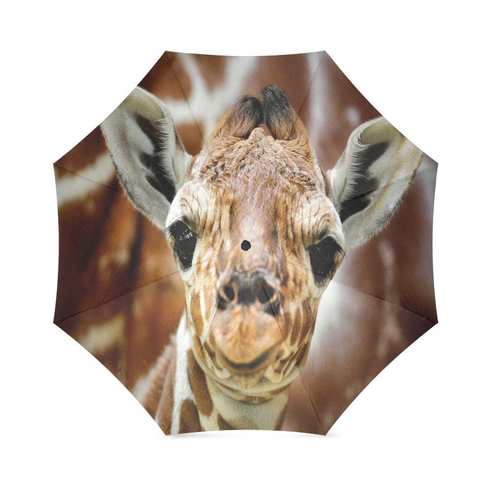 foldable UmbrellaCustom Cute Giraffe cub Compact Travel Windproof Rainproof