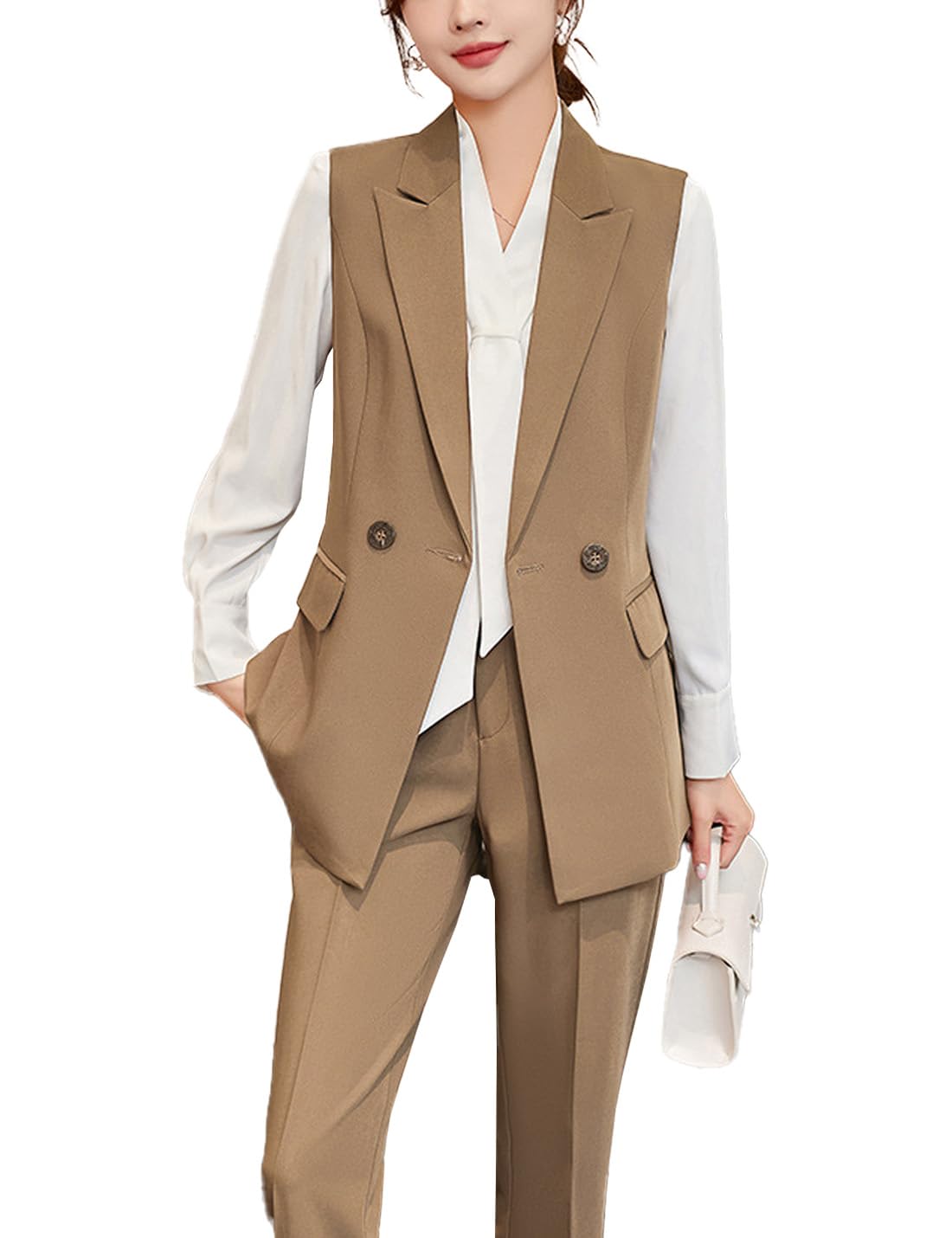 VIEWONWomen's Light Weight Sleeveless Blazer with Pockets Office Jacket Casual Loose Vests