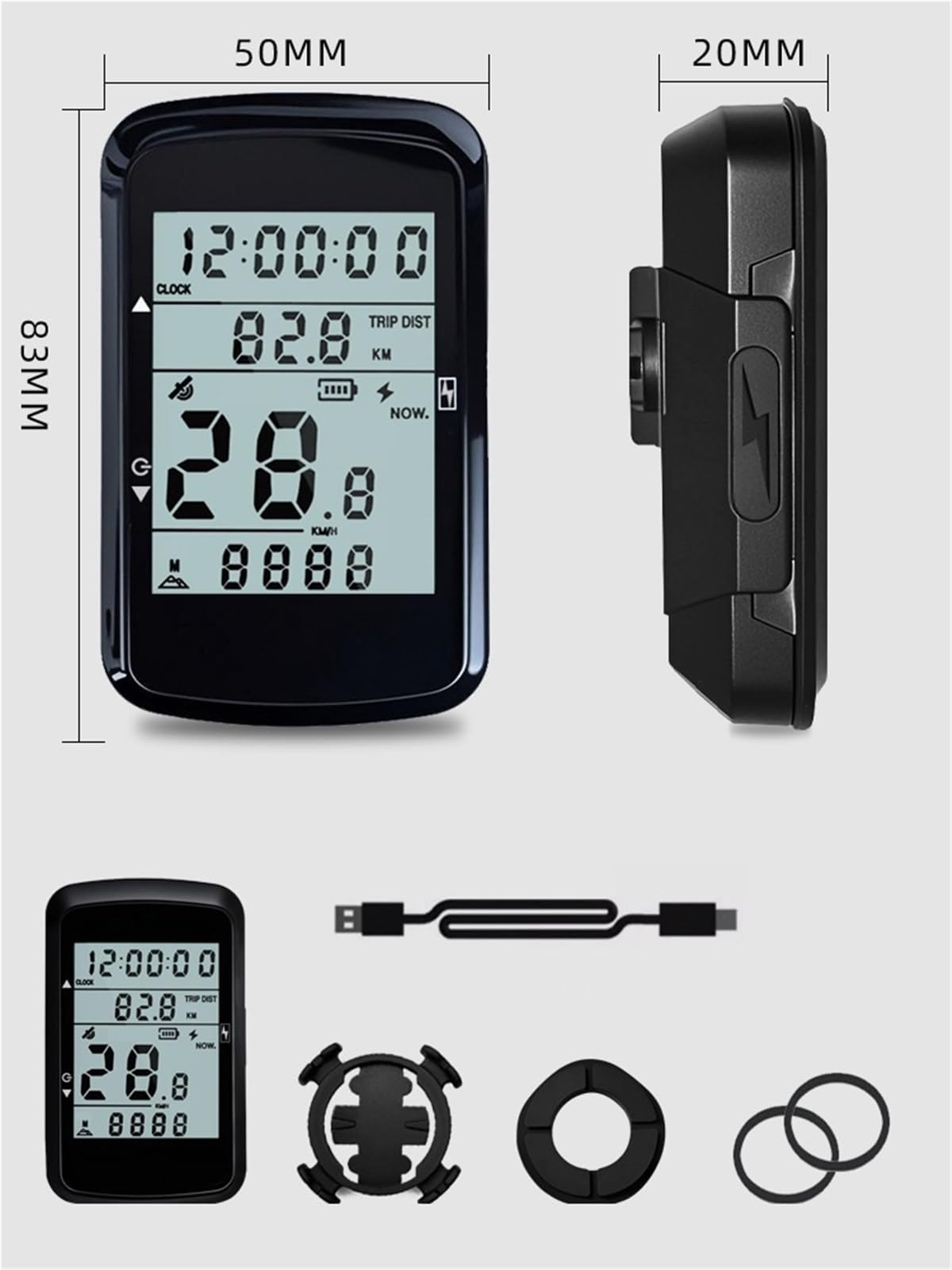 Écran LCD, Compteur Vélo GPS : Vitesse, Odomètre | Étanche, Rechargeable USB, De