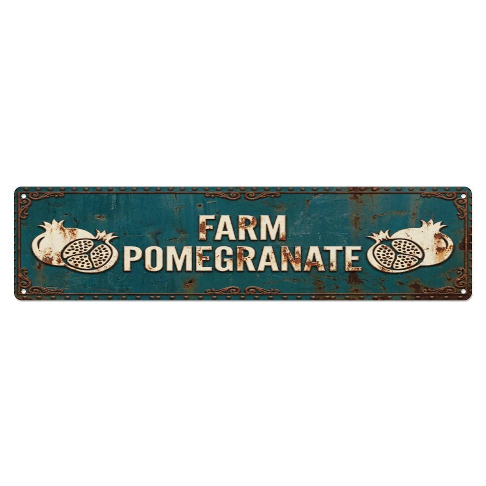 Metal Tin Sign FARM POMEGRANATE Vintage Fruit Rustic Farmhouse