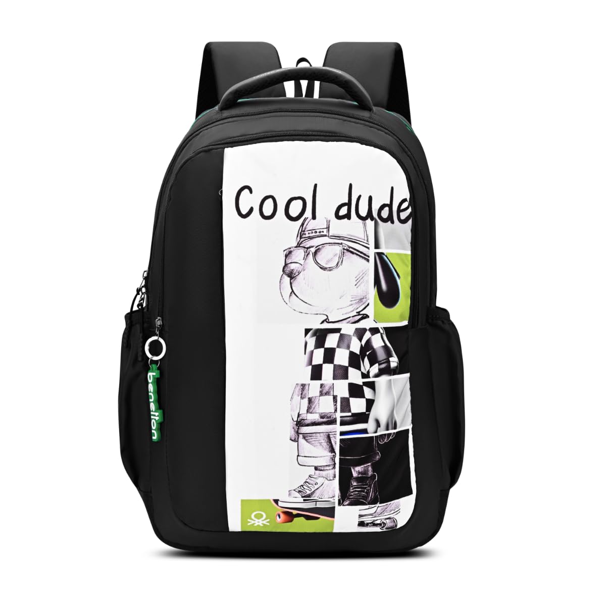 United Colors of Benetton Unisex High-School Backpack VELTRO | Printed Daypack with 3 Compartments, Airmesh Padding | Backpack for School Girls and Boys | 33L Capacity