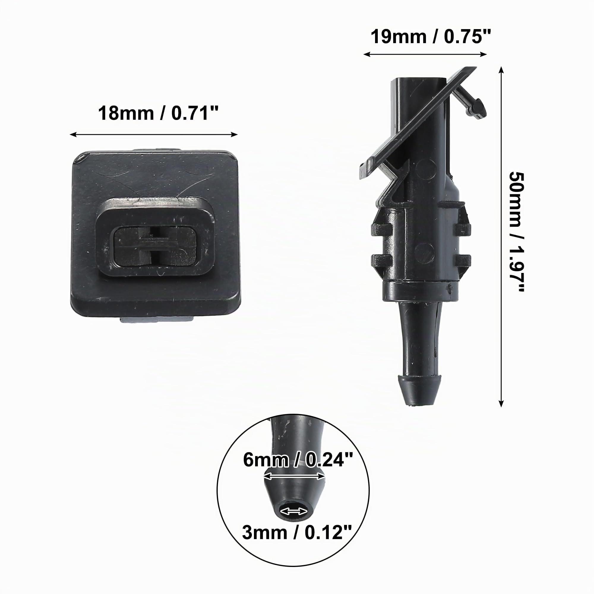 QUARKZMAN Boquillas Lavaparabrisas Delanteras Para Kia Cee'D 06-09 1 Par | Color Negro, Material Plástico, Dimensiones 50X19X18Mm, Número De Oe 986301H510, 1 Par, Rociado Rápido