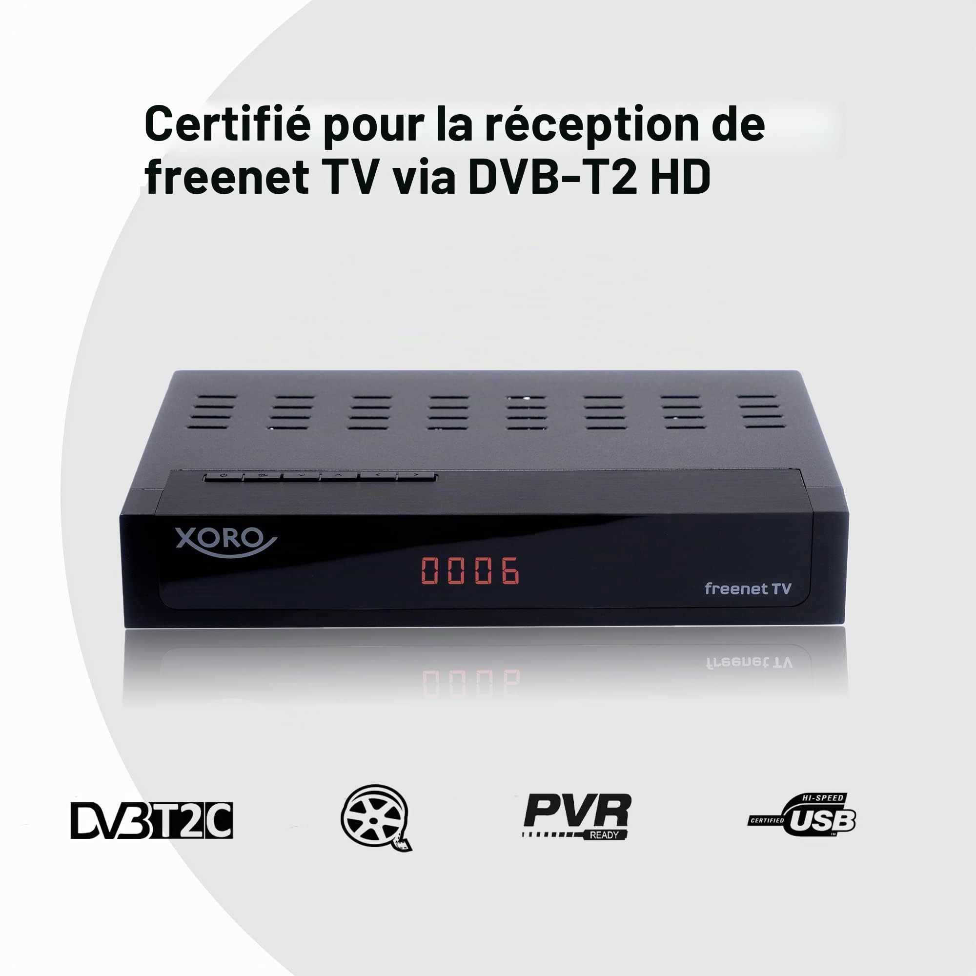 XORO HRT 8770 Twin - Combo FullHD DVB-C/DVB-T2, système de décryptage Freenet TV intégré, tuner double (deux récepteurs), compatible PVR, Timeshift