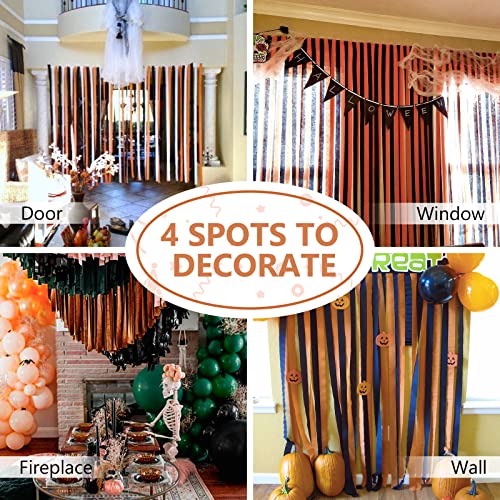 Image of PartyWoo Crepe Paper Streamers 4 Rolls 328ft, Pack of Shades of Orange Crepe Paper for Party, Wedding, Birthday, Baby Shower Decorations (1.8 Inch x 82 Ft /Roll)