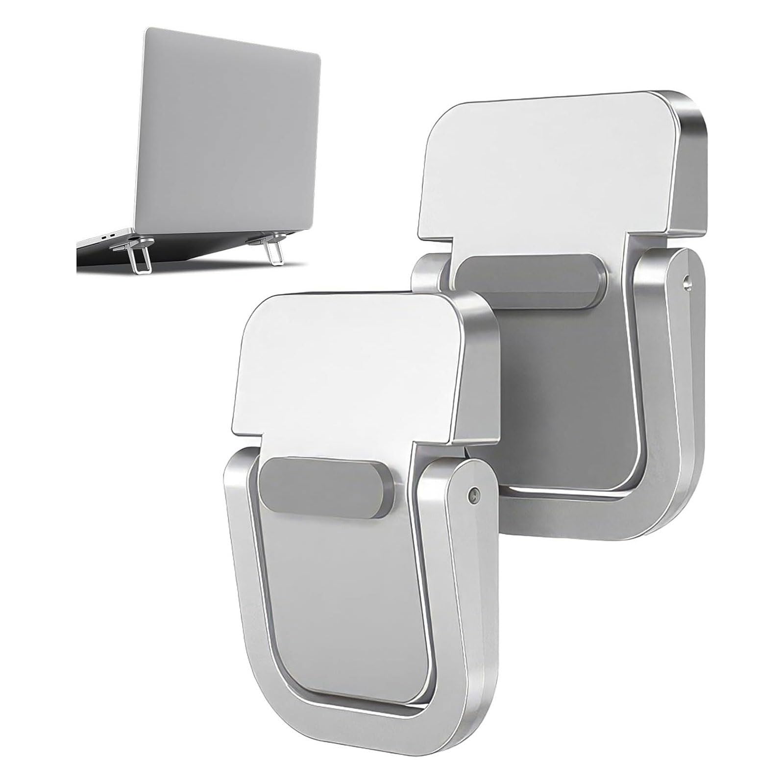 HOTMNTYMini Laptop Stand, Portable Keyboard Riser for Computer, Mini Notebook Stand, Portable, Foldable Invisible Laptop Holder, Keyboard Riser for Desk, Computer, Silver, 1 Pair