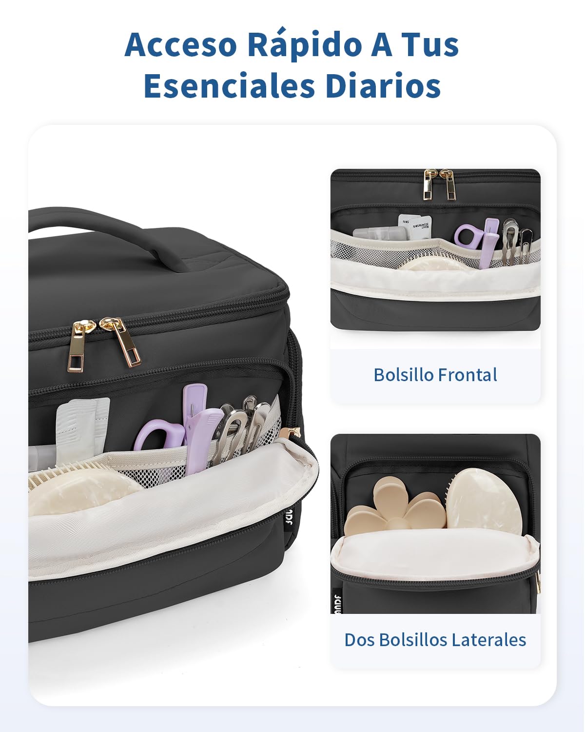 WANDF Neceser de Viaje Grande, Bolso de Maquillaje de Apertura Amplia con Asa, Bolso Cosmético Hinchado para Toallas, Cosméticos, Accesorios y Elementos Esenciales para Mujeres