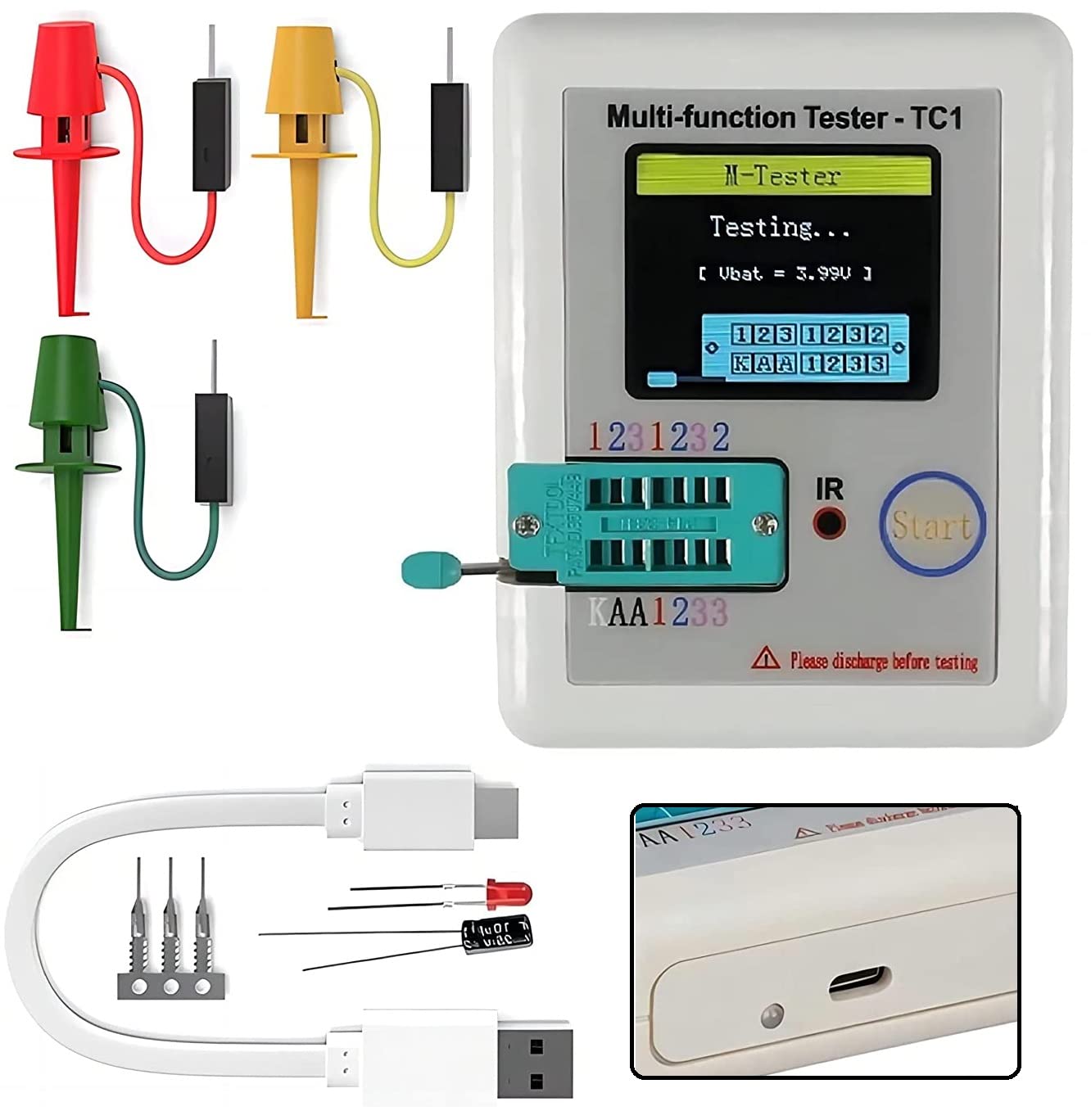 WWZMDiB LCRTC1 MultiFunction Capacitance Resistance ESR Tester 1.8