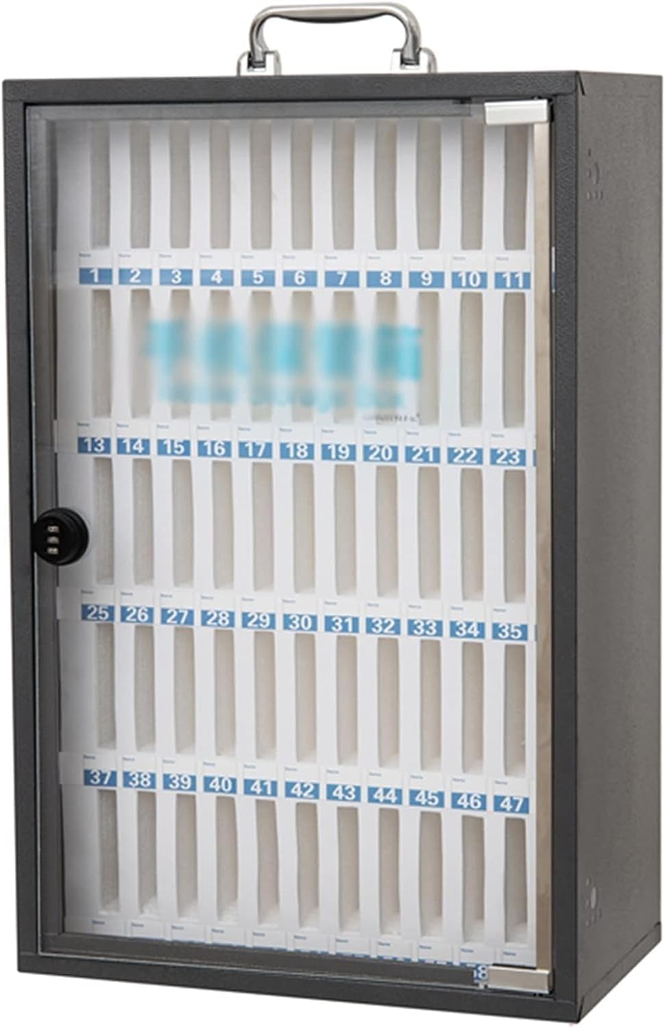 Mobile Phone Storage Box Transparent Acrylic Mobile Phone Security Locker with Key,Lockable Storage Cabinet for Cell Phones - 60 Slot Aluminum Alloy Locker Box with Clear Pocket Chart & Hand