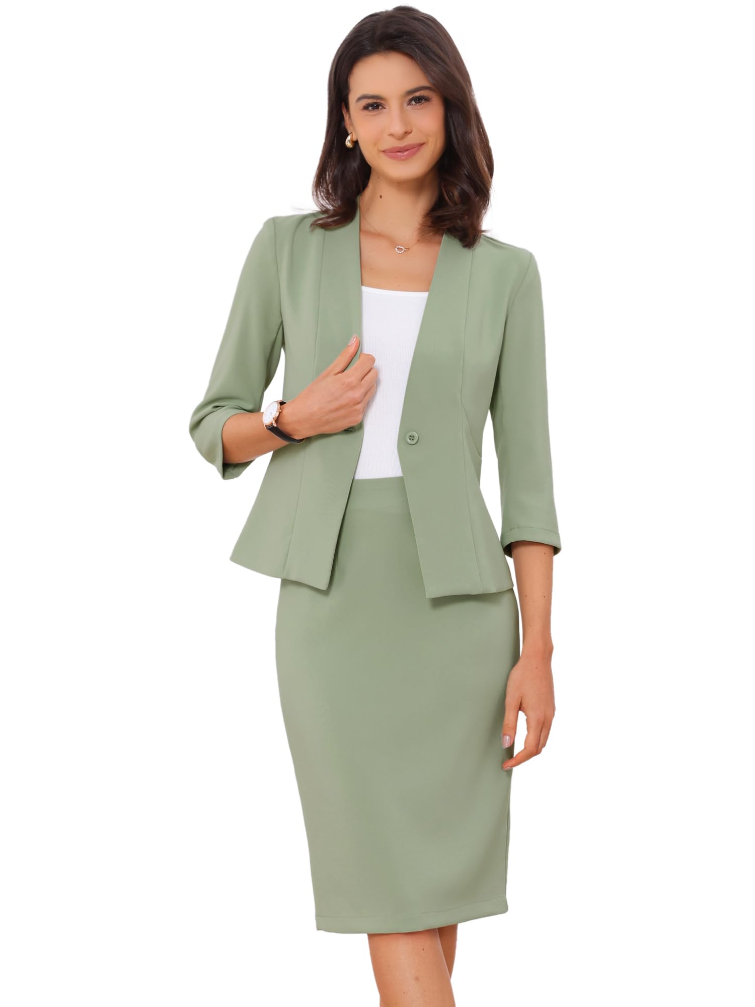 Allegra K Damen Rock & Blazer Kombinationen Kostüm - Set