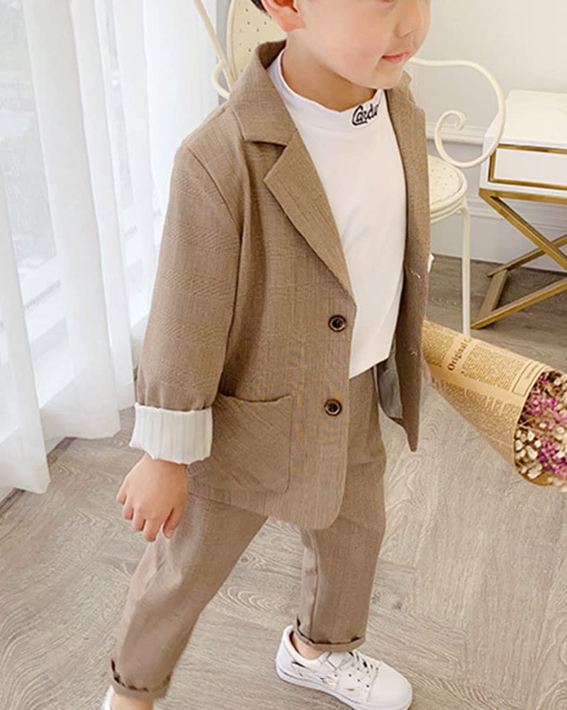 Kinder Jungen Zweiteilige Festlich Anzüge Casual Trendy Smoking Smart Langarm Blazer & Hose Outfit Slim Fit Taufkleidung Freizeitkleidung für Geburtstag Hochzeit Dinner Prom Party