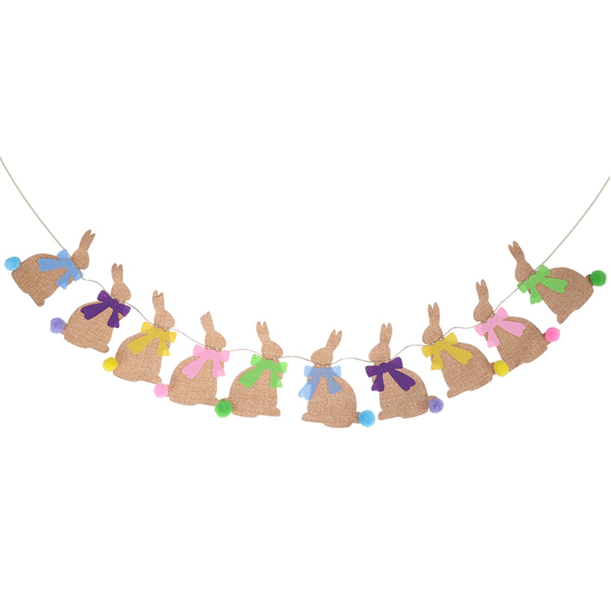 Unves Multicolor Luoem Easter Banner Decorations Bunny Rabbit Burlap Banner Bunting Garland Photo Prop