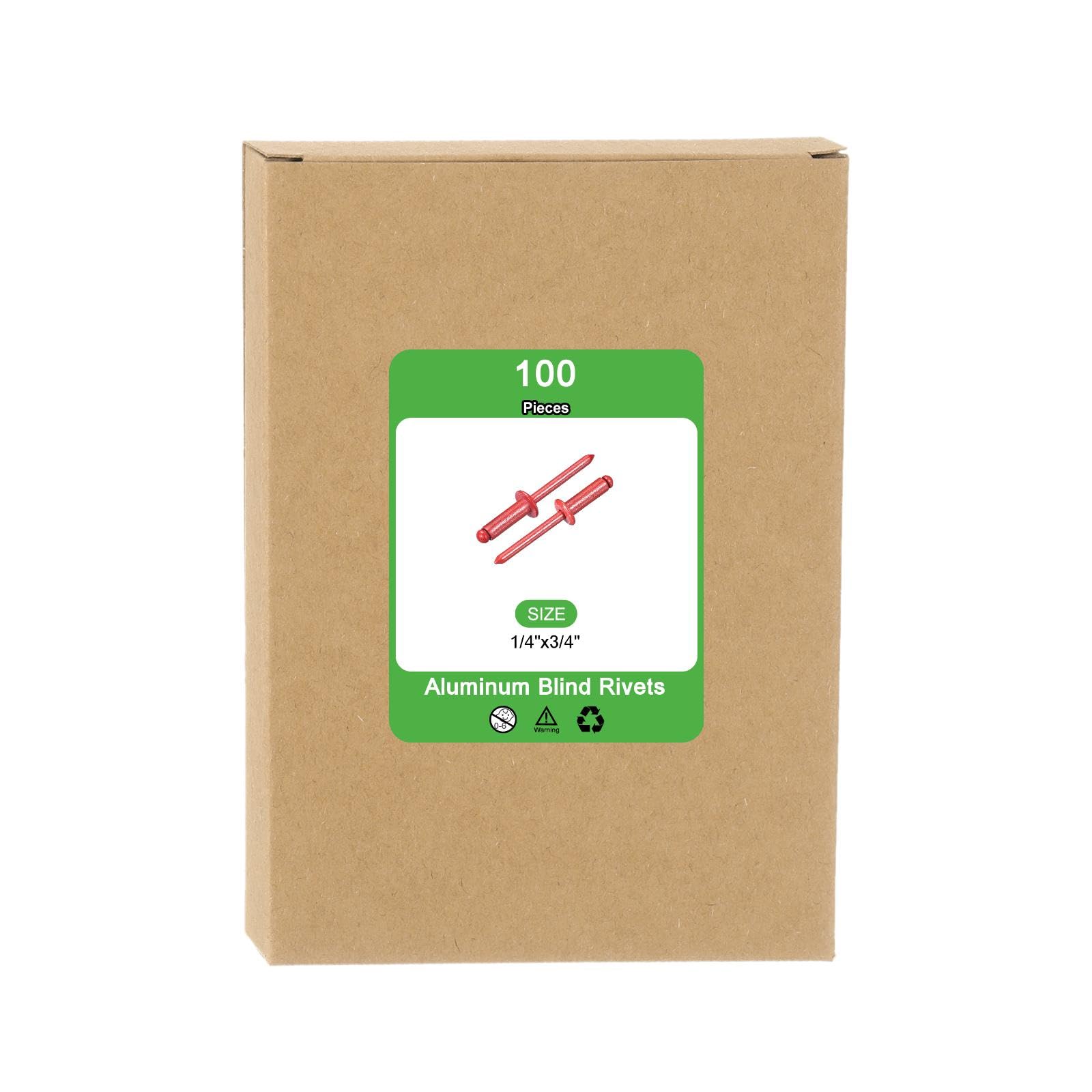 QUARKZMAN 100Pcs 1/4"x3/4" Rivetti Ciechi a Testa Bombata in Alluminio Tipo Aperto per Fai Da Te Lamiere Riparazioni Auto Mobili Barche e Condotti (Rosso)