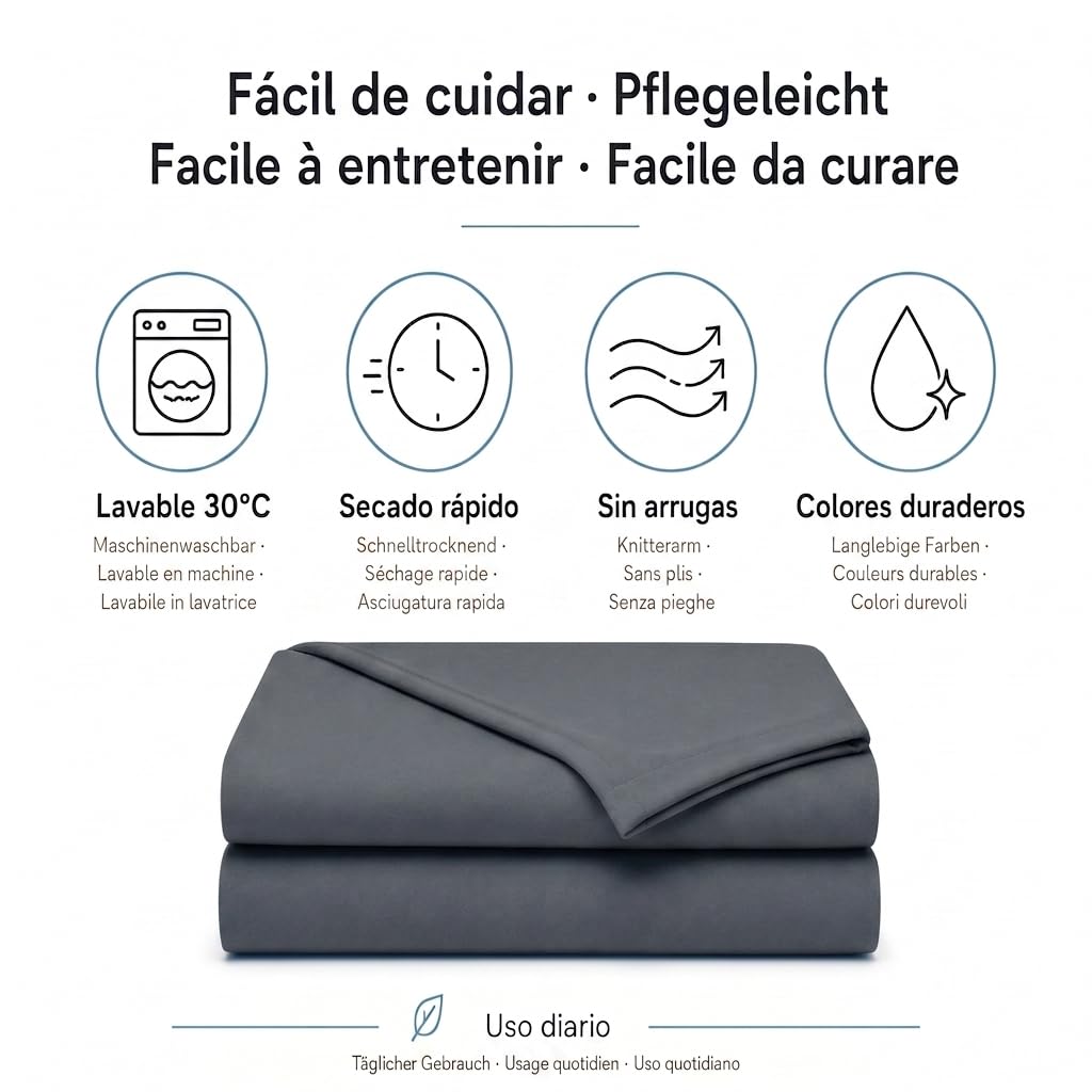 Degrees Home Premium – Parure de Lit 4 Pièces en Microfibre Brossée (140x190) – Drap-Housse, Drap Plat et 2 Taies d’Oreiller (50x70) – Ultra Doux, Résistant et Certifié Oeko-Tex