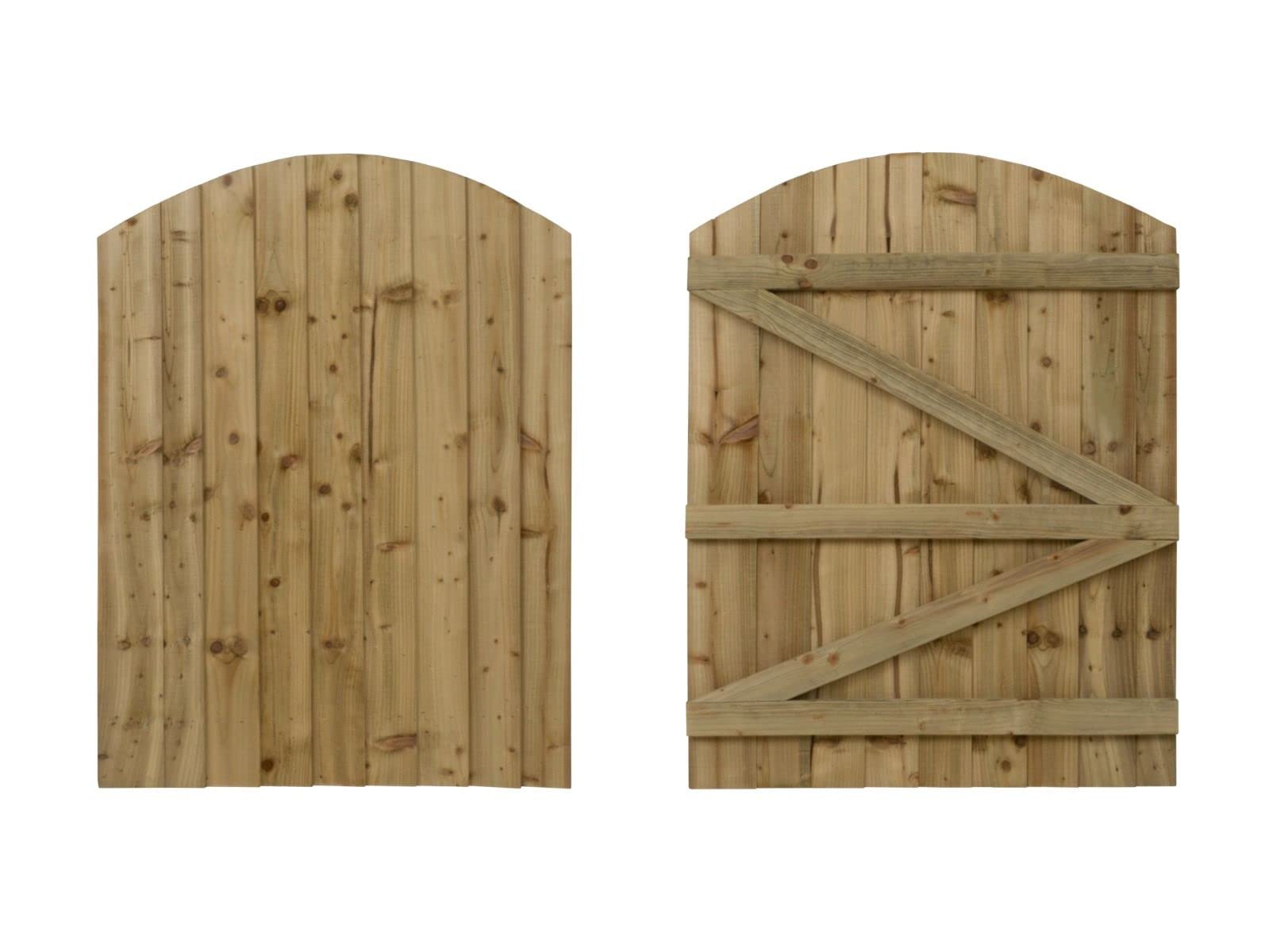 Featheredge Arch top, Wooden Garden and Side Gates (v3)(H-1200, W-1525, Natural (Light Green) Finish)