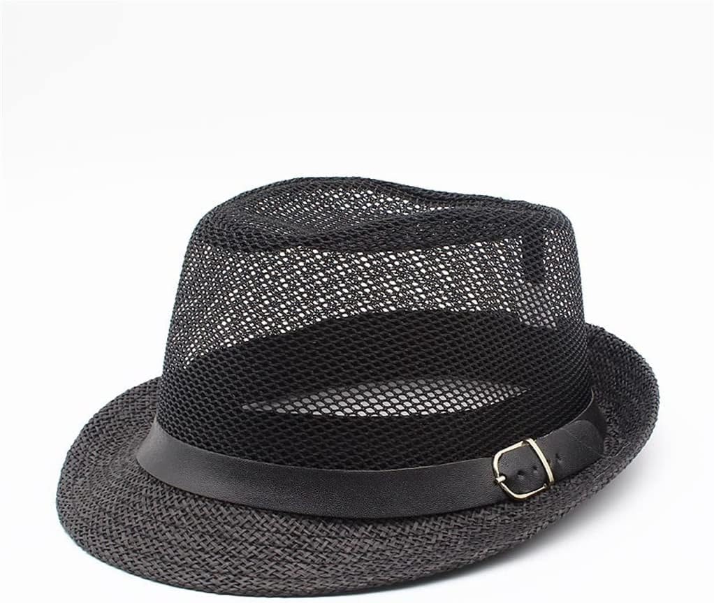 HBJWOV Outdoor Shading Outing Sunscreen Hat Elderly Men Breathable Mesh Gauze British Small Top Hat Jazz