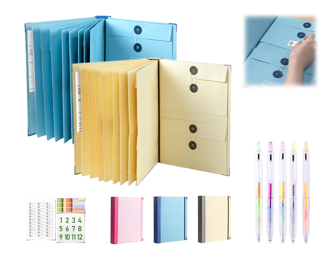 Folio Document Organizer, The Life Book Document Organizer, If I Die Binder, Veloron If I Die Binder, in Case i Go Missing Binders for Important Documents,with Pockets File School (Beige+Blue) — image 1