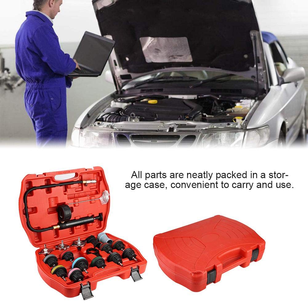 Qiilu Pompa manuale per prove di pressione con manometro kit di Rilevatore Perdite Serbatoio Acqua universale strumenti per rivelatore del di raffreddamento del tester dell'acqua