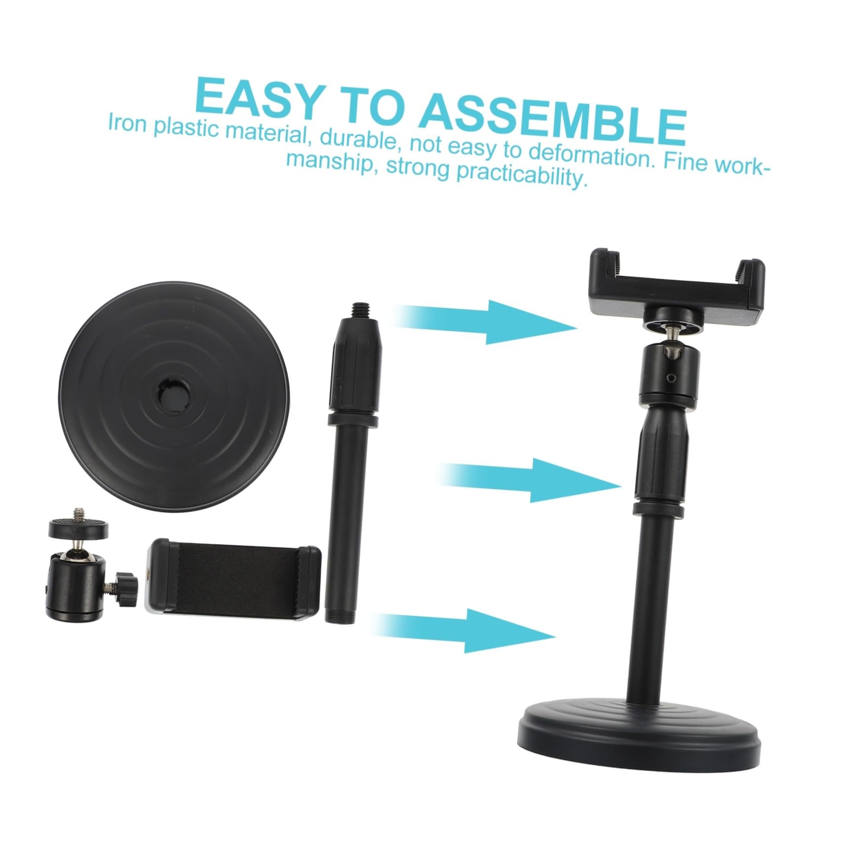 Mikikit Soporte Ajustable para Teléfono Celular Negro de Hierro y Plástico