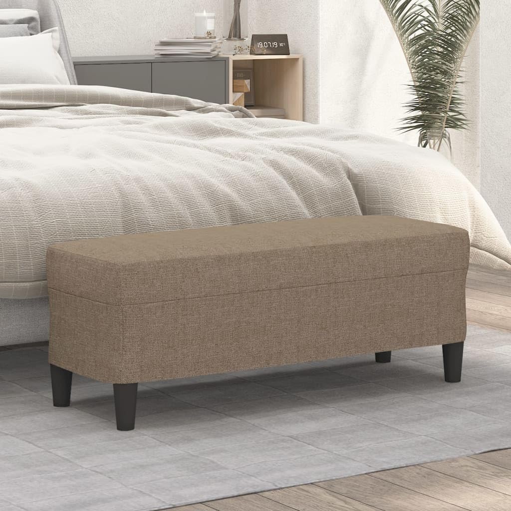 Banco tapizado de tela gris topo, 100 x 35 x 41 cm, con espacio de almacenamiento, para pasillo, dormitorio, salón, comedor y entrada, ahorra espacio y es cómodo