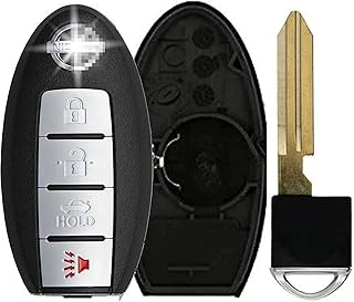 RemoteOverstock for 4 BUTTONS (SHELL CASE & BUTTONS REPAIR KIT) Compatible with Nissan Infiniti Fob Remote Smart Key Cover fits 2007-2018 Altima Maxima Murano FX37 G25 G35 G37 Q40 Q60 QX70 – (FCC ID: KR55WK48903 or KR55WK49622 IC: 267T-5WK48903, 267T-5WK49622) – 4B