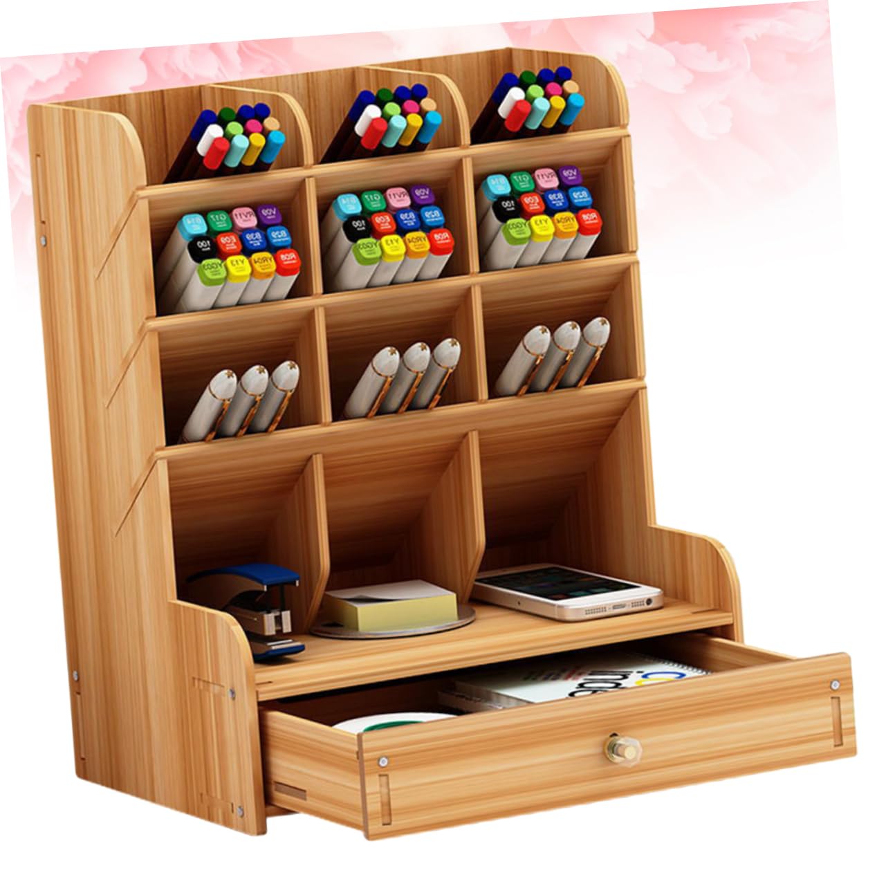 Einschulung Deko Holz Stiftehalter mit Großen Fächern für Büro Desktop