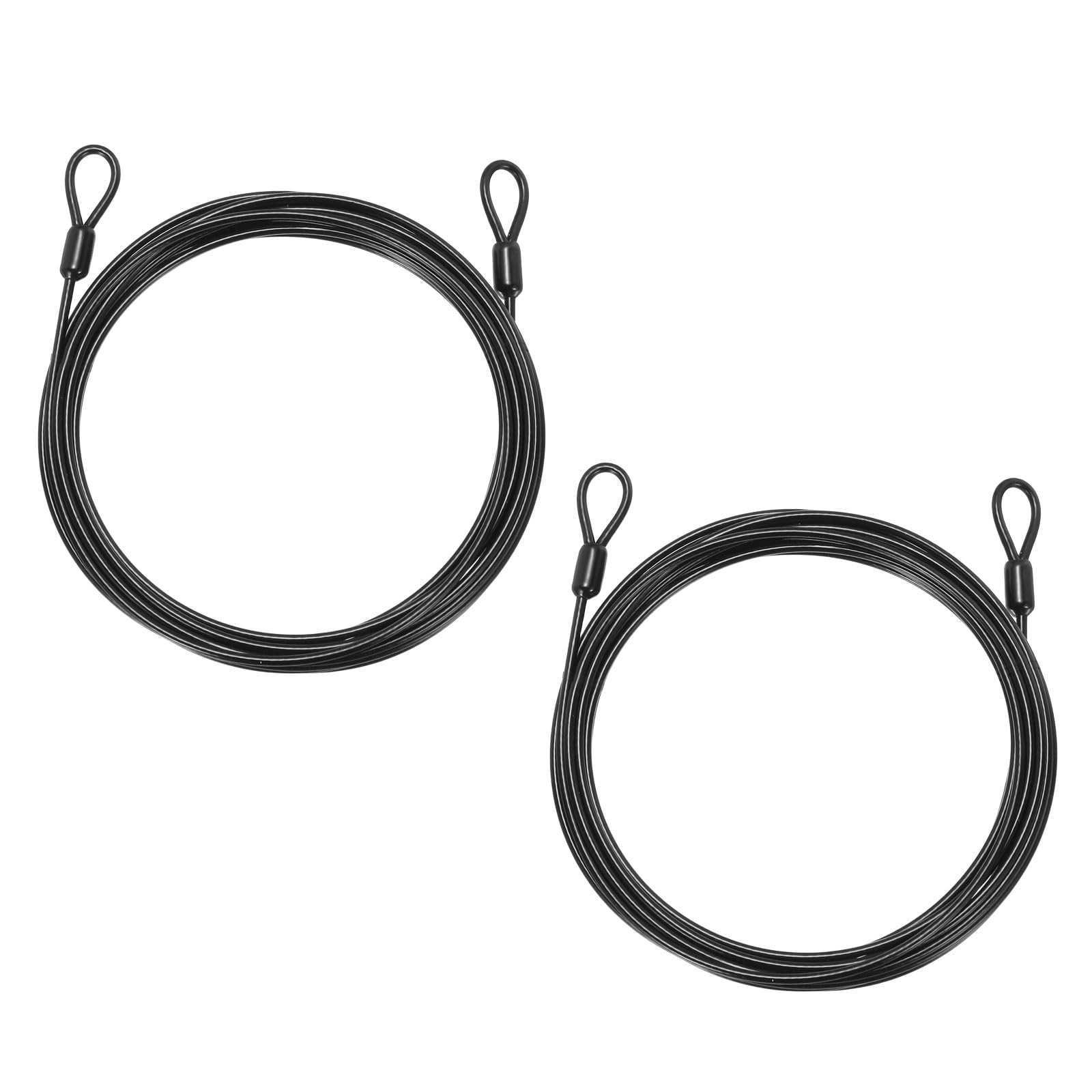 PATIKIL Security Cable Lock (3mm Dia 6m 50kg Load Capacity, Black) (2 Pcs) Vinyl Coated Stainless Steel Double Loops Flexible Wire Rope Safety Cable Luggage Lock Suit for - Outdoor