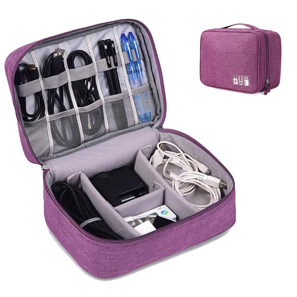 Vaoza Waterproof Travel Electronic Gadget Organizer Case, Portable Zippered External Hard Drive Pouch for Data Cables, Chargers, Power Bank, Adapters, Phone, Plugs, Memory Card, USB (Purple) (B08VH31Q9L) Amazon Price History, Amazon Price Tracker
