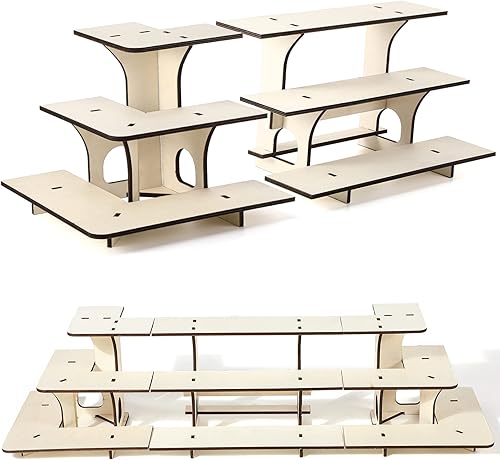 Unittype 3 piezas de 3 niveles para mesa al por menor, estante de exhibición de esquina de madera, estante portátil para mesa al por menor,