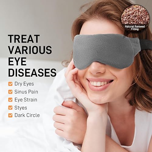 Miniatura 31 de Máscara de ojos calentada por microondas para ojos secos, compresa de ojos húmeda, máscara de ojos cálida con peso para ojos secos, tratamiento