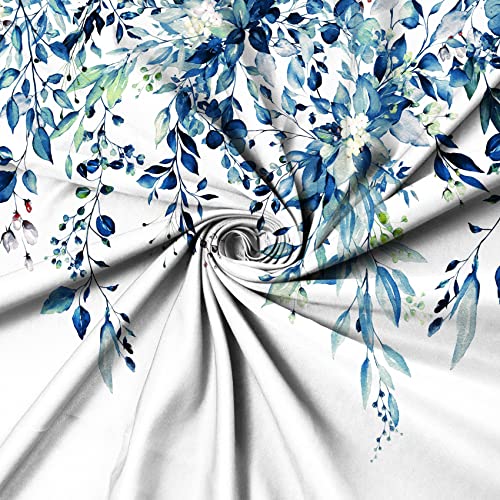 MIRRORANG Stall Shower Curtain, Blue Floral Bathroom Shower Curtain Mildew & Mould Resistant Polyester Bath Curtains 10 Hooks - Image 2
