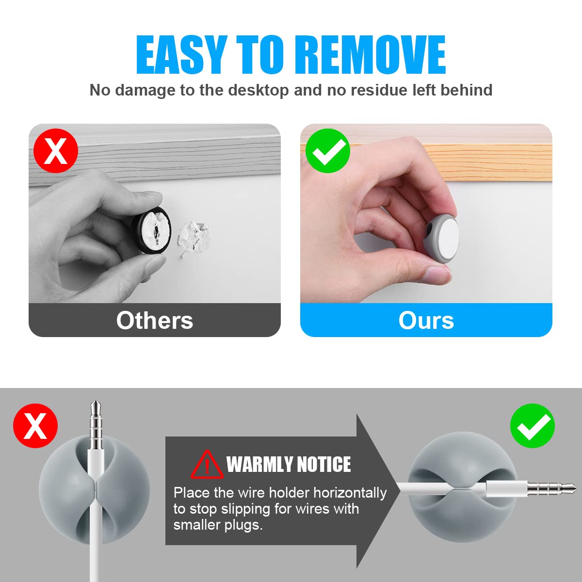 6 Clip Organizzatrici Cavi - Adesivo No-Residue Per Scrivania, PC E Ufficio - Foto 12