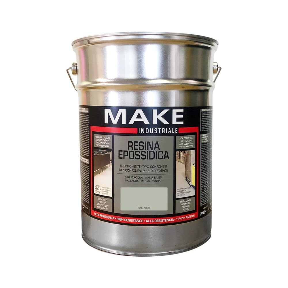 MAKE DESIGN FOR YOU | Resina Epossidica Industriale per Pavimenti, 4 litri, Grigio Scuro, Opaca. Prodotto Certificato HACCP. Resistente a Urti, Graffi, Facile Applicazione e Pulizia. Made in Italy.
