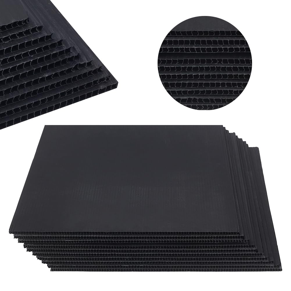 NBEADS 10 foglio di Fogli di Plastica Ondulata, Cartelli per Prato Da Giardino Vuoti Fogli di Plastica Scanalati Rettangolari Spessi 4 mm, per Modellismo e Artigianato Fai-Da-Te, Nero, 40.2x30.2 cm