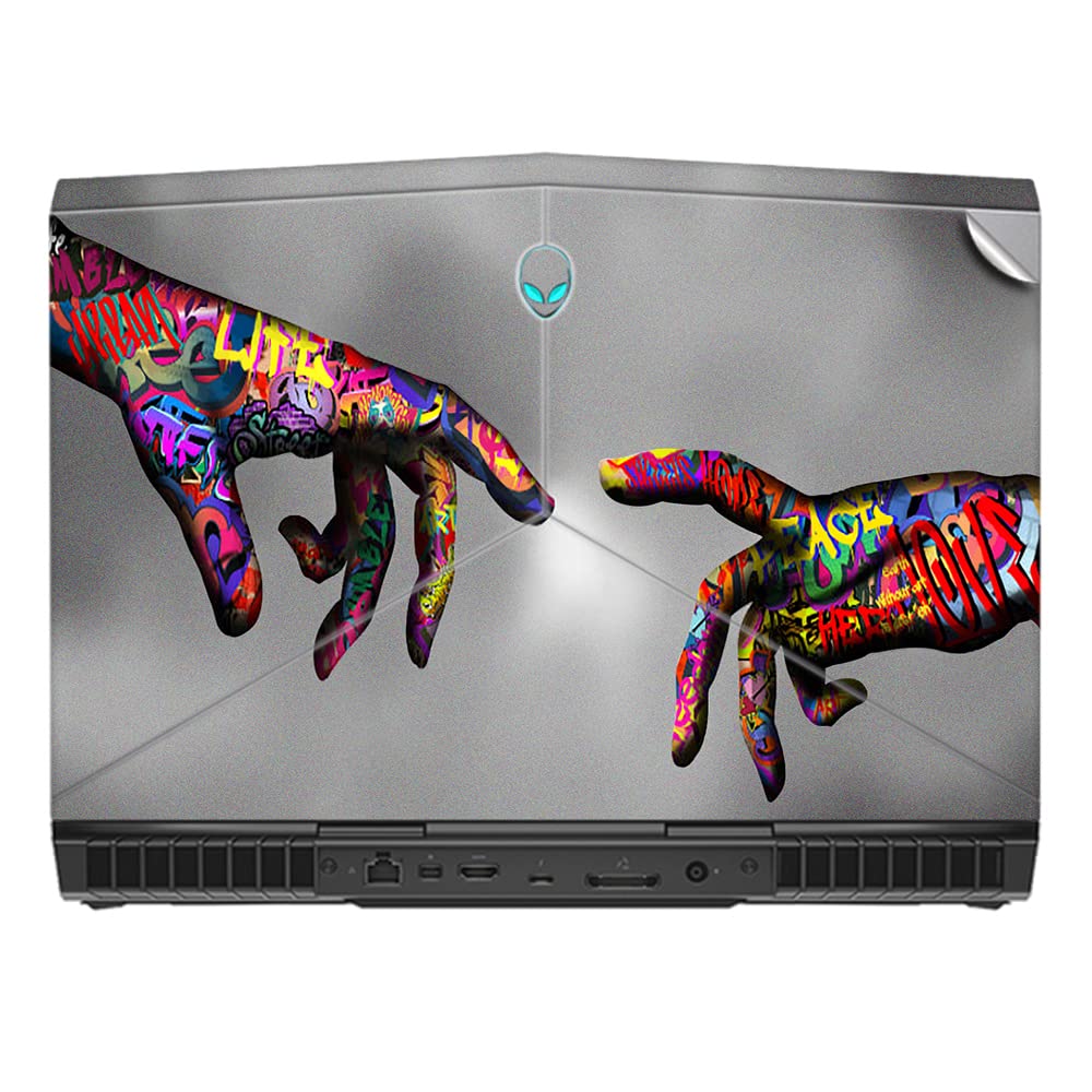 gadgetswrap laptop decal vinyl sticker top only compatible with alienware 15 r4 - graffiti hand