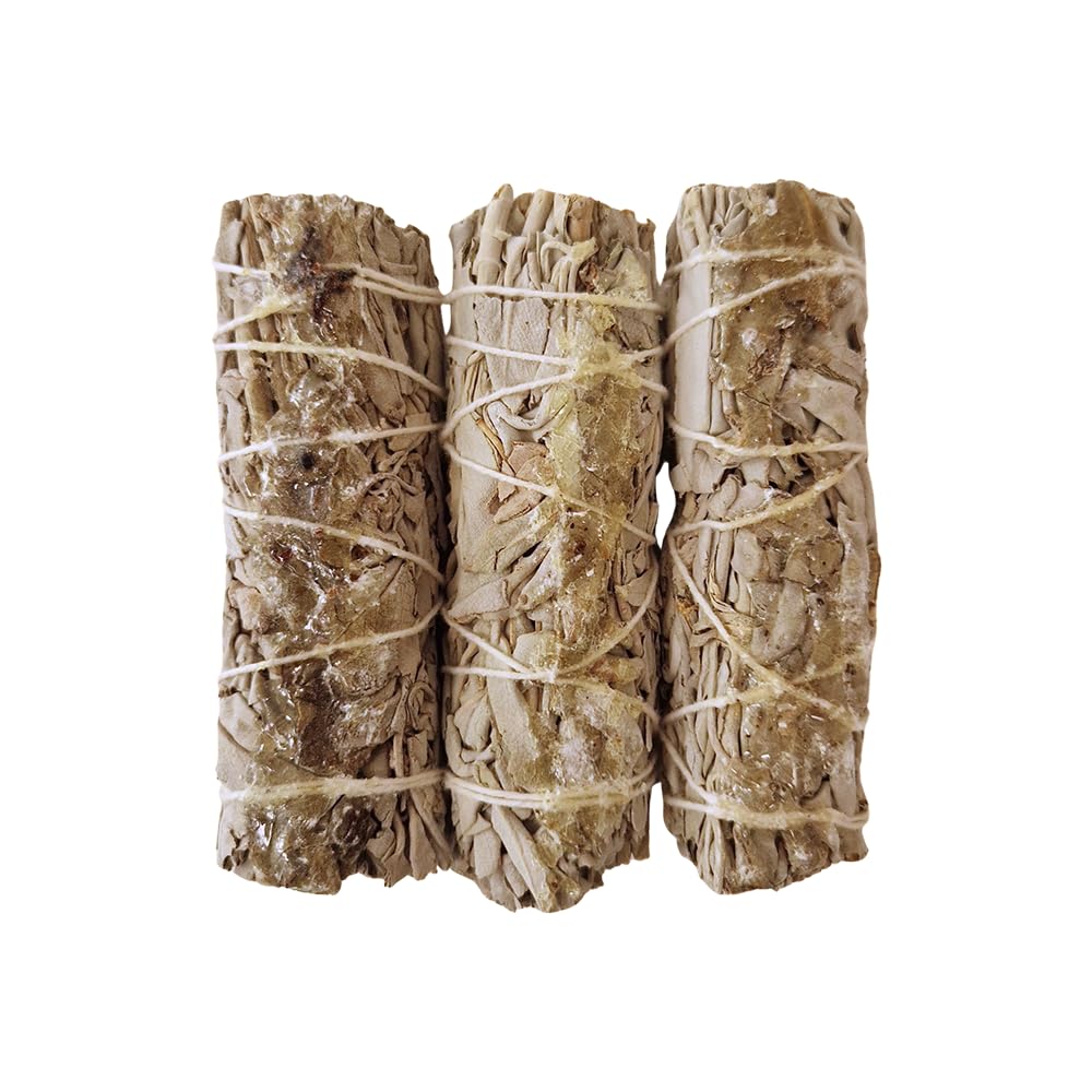 Smudge Stick, White Sage and Copal Resin 4", Pack of 3