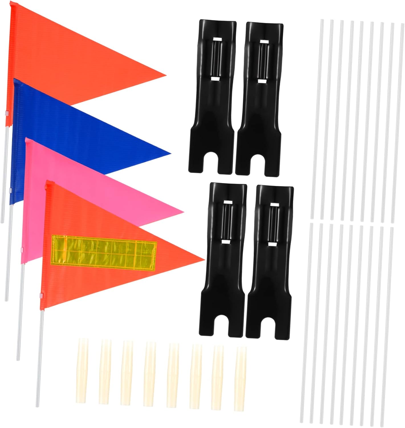 GALPADA 1set High Visibility Safety Flags for Reflective Flags with Pole Brackets Easy to Install Color Kit and Connectors for Enhanced Cycling Safety