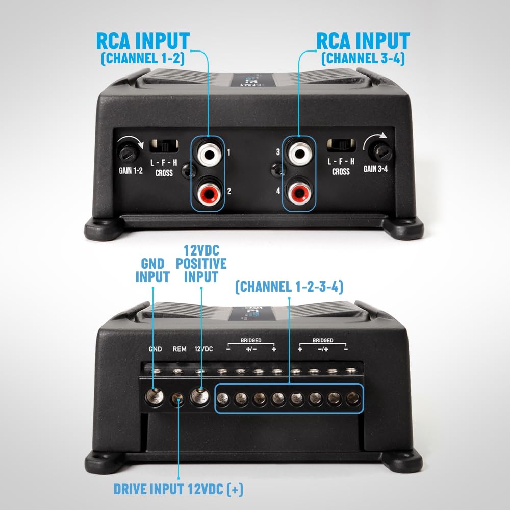 Banda Audioparts BD800.42OHM 800 W 4-kanałowy 2 omy pełny zakres samochodowy wzmacniacz audio 4 x 200 W Rms 4 omy mostkowany - czarny